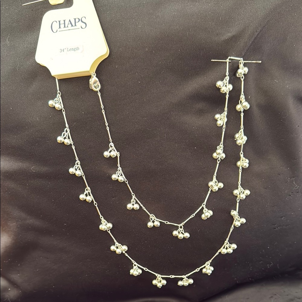 Chaps Silver Beaded Necklace